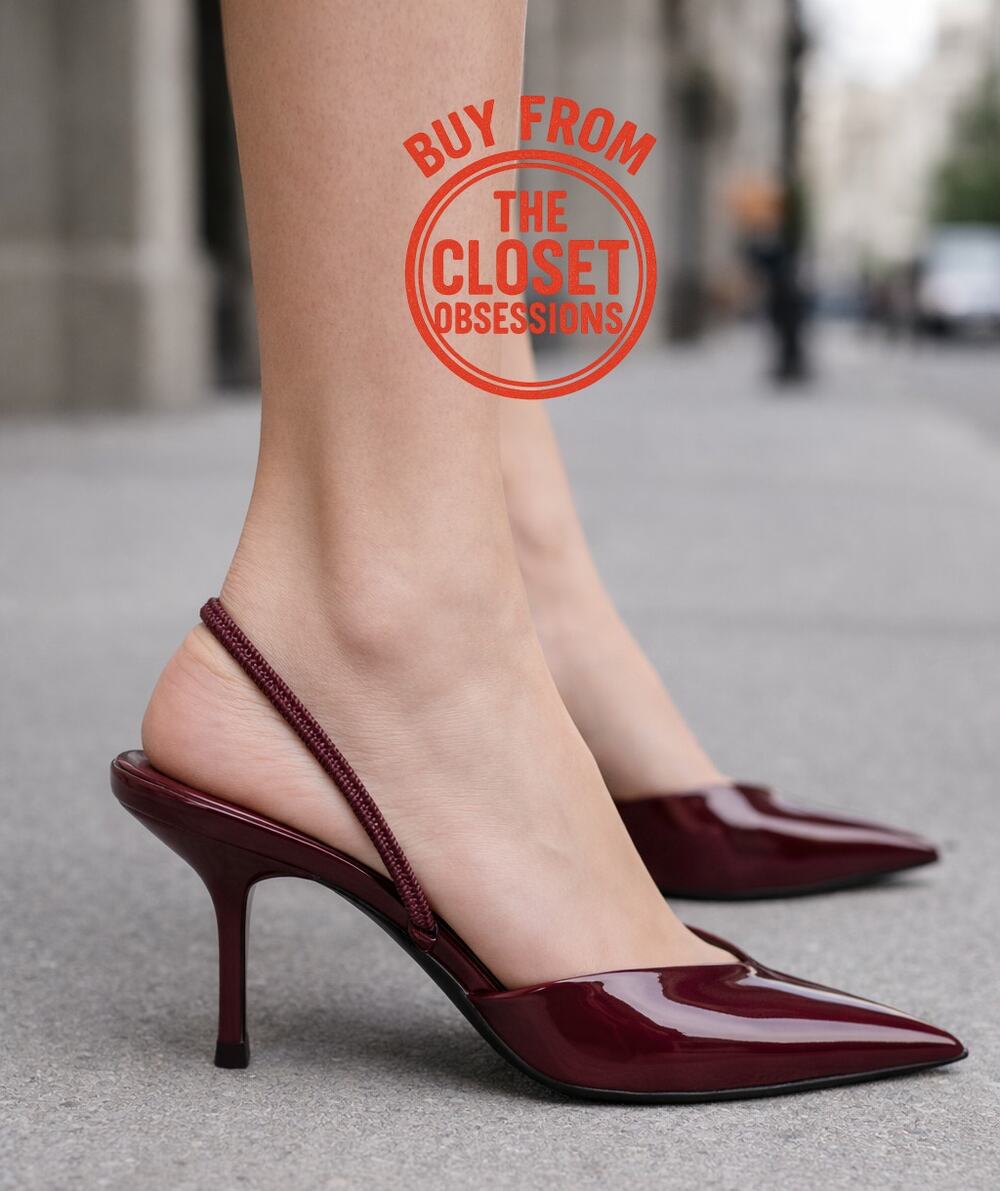 Zara NWT Burgundy Patent Slingback Pointed Toe Heels 7.5